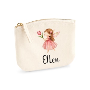 Bolsa infantil personalizada para meninas, porta-moedas infantil, porta-moedas com zíper para almoço, porta-moedas, presente de aniversário, unicórnio, fada, borboleta, volta às aulas
