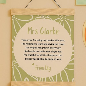 Personalised Thank You Teacher Gifts, Gifts For Teacher, TA, Nursery, Leaving Poem, Teacher Appreciation Gifts, Wall hanging for classroom