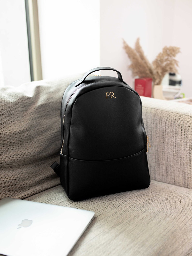 Personalised bag with Initials, Personalised Backpack with Initials, Faux Leather Bag, Monogram Bag, Hand Luggage Bag, Bags for Women image 9