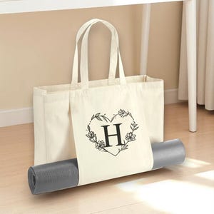 Personalised Monogram Yoga Bag, Tote Bag for Yoga, Custom Yoga Bag, Pilates Bag, Organic tote Bag, Yoga Mat holder bag, Yoga Bag with Holder