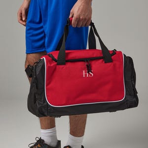 Personalised monogram training gym bag, custom duffel bag, weekend away bag, cabin bag for travelling, overnight bag, fathers day holdall