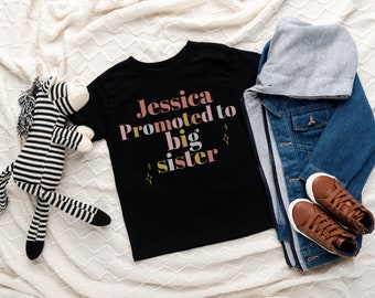 Personalised Big Sister Shirt, Promoted to big sister, Pregnancy announcement, Big sister gift, Kids Clothing Cute Baby Shirt Toddler Tee