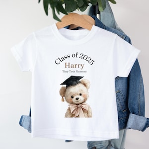 Nursery Preschool Playgroup Leavers T-Shirt, Personalised Class of Design with Custom Name & Text, Graduation Keepsake, Last Day Gift