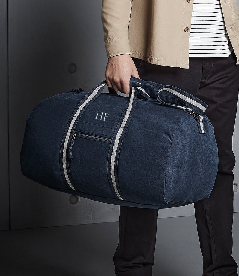 Sac de week-end personnalisé Mens Holdall, sac pour hommes pour voyager, sac de vol week-end, sac en toile vintage pour hommes, cadeau pour hommes pour Noël image 7