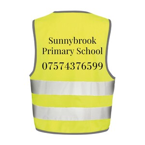 Personalised Children’s Hi Vis Jacket, Custom School Name Phone Number, Kids Safety Vest for Trips & Outdoor Visibility, Hi Viz vest