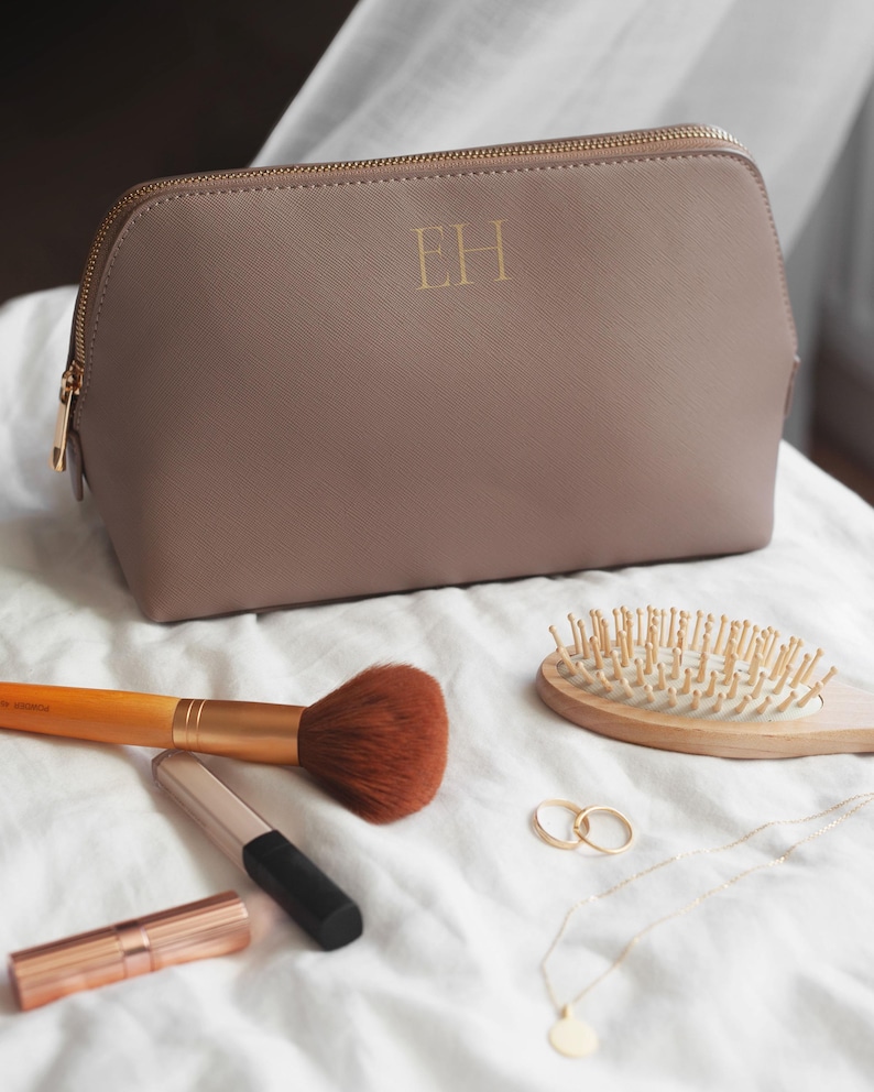 Personalised monogram cosmetic bag, custom makeup bag, personalized gift for her, personalised gift for bridesmaid, makeup organiser, gift image 4