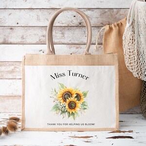 Personalised Teacher Bag, Custom Teacher Jute Bag, Teacher Tote Bag, Teacher Gift, TA Gift, Thank You Teacher Present, Jute Lunch Bag