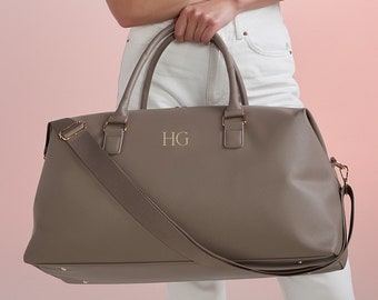 Personalised bag with Initials, Weekender Holdall Initials, Faux Leather Bag, Monogram Bag, Hand Luggage Bag, Bags for Women, Bag with strap