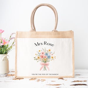 Personalised Teacher Bag, Custom Teacher Jute Bag, Teacher Tote Bag, Teacher Gift, TA Gift, Thank You Teacher Present, Jute Lunch Bag
