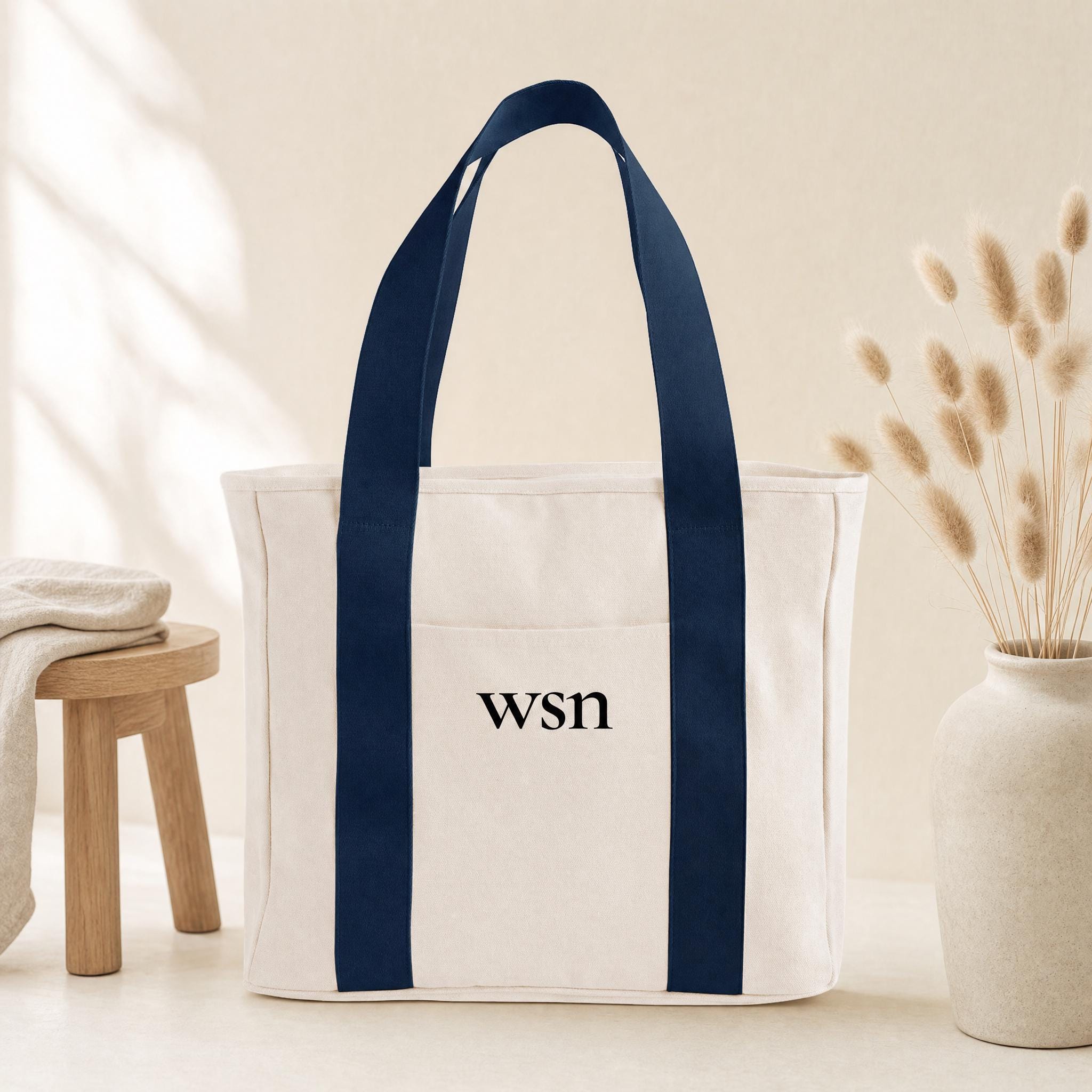 Personalised Canvas Tote Bag, Monogram Tote Bag, Custom Beach Bag, Teacher Tote, Bridesmaid Gift, Gift for Her, Zip Tote Bag