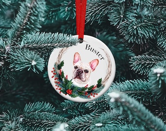 Personalised Dog Bauble, Dog gift, Dog Christmas Decoration, Christmas ornament, Christmas Decoration, Dog Bauble, Frenchie ornament