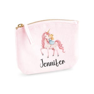 Bolsa infantil personalizada para meninas, porta-moedas infantil, porta-moedas com zíper para almoço, porta-moedas, presente de aniversário, unicórnio, fada, borboleta, volta às aulas