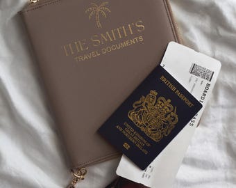 Personalised Family Travel Organiser, Holiday Organiser, Travel Gift, Travel Wallet, Passport Holder, Travel Document Folder, Personalised