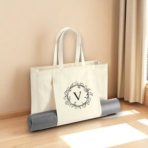 Personalised Monogram Yoga Bag, Tote Bag for Yoga, Custom Yoga Bag, Pilates Bag, Organic tote Bag, Yoga Mat holder bag, Yoga Bag with Holder