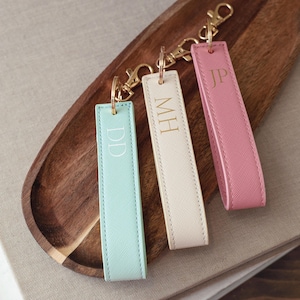 Keyring with initials, Personalised Wristlet Keyring, Custom name Keychain, Monogram Keyring, Housewarming Gift, New Car Gift, Initial Key