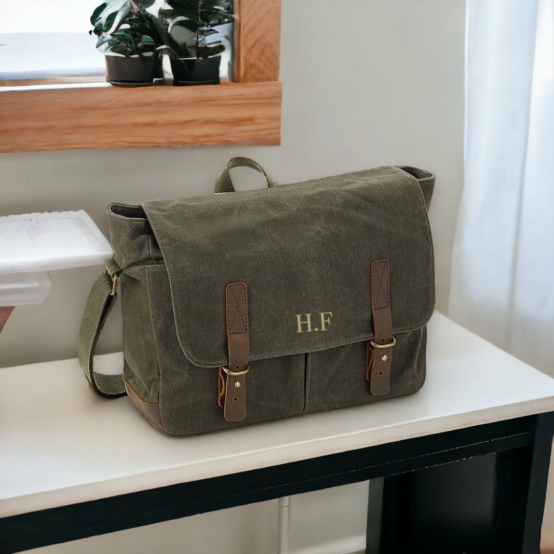 Buy Personalised Monogram Messenger Bag With Initials Canvas