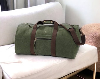 Personalised Mens Holdall Weekend bag, Mens bag for travelling, Weekend Flight Bag, Vintage canvas bag for men, mens gift for christmas