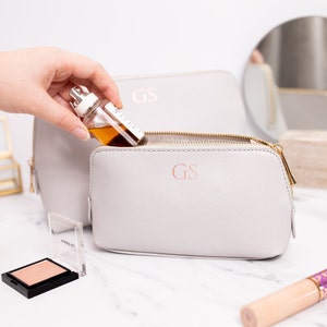 Personalised monogram cosmetic bag, custom makeup bag, personalized gift for her, personalised gift for bridesmaid, makeup organiser, gift