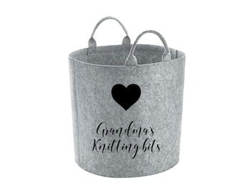 Personalised Knitting Basket, Crochet Storage Bag, Craft Gift for Her, Yarn Storage Basket, Gift for Grandma, Knitting Organiser, Craft Bag