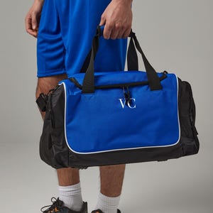 Personalised monogram training gym bag, custom duffel bag, weekend away bag, cabin bag for travelling, overnight bag, fathers day holdall