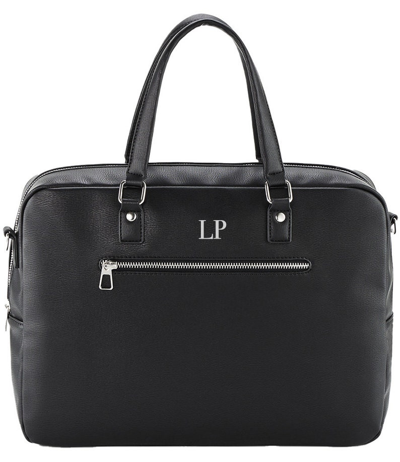 Personalised laptop bag, briefcase bag, laptop bag portfolio, leather look bag, bag for work, satchel briefcase, messenger bag with strap image 4