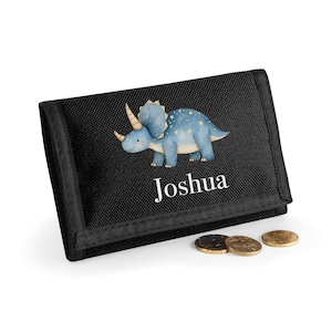 Personalisierte Kinder Geldbörse Jungen, Kinder Geldbörse, Zip Lunch Tasche Geld Geldbörse Geburtstagsgeschenk Hai Astronaut Dinosaurier Schulanfang