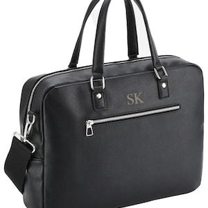 Personalised laptop bag, briefcase bag, laptop bag portfolio, leather look bag, bag for work, satchel briefcase, messenger bag with strap image 3