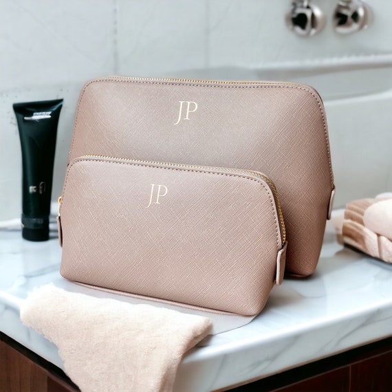 Personalized Leather Cosmetic Bags - Monogram, Name, Initial