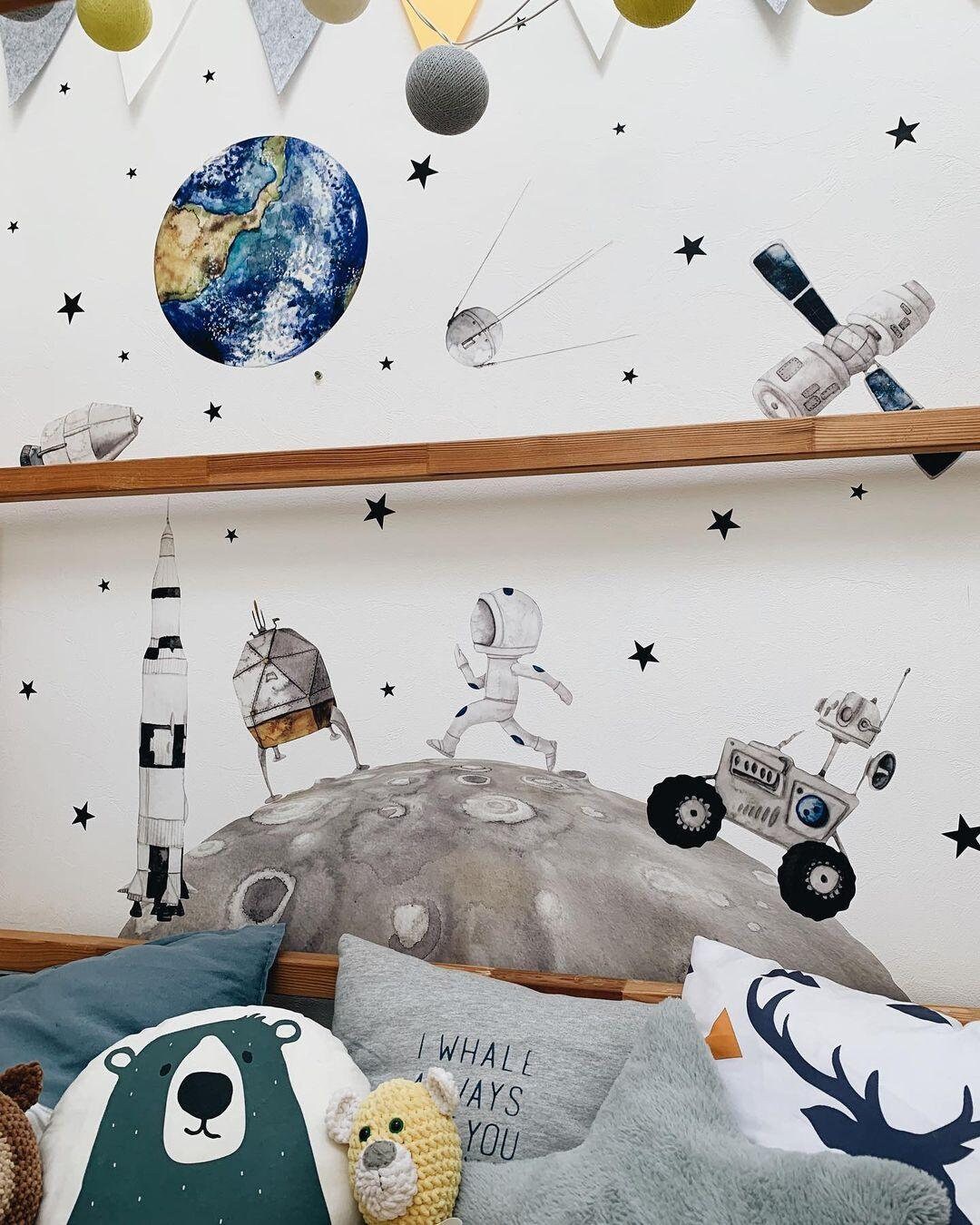 Space wall decal for nursery Space stickers Outer space Etsy