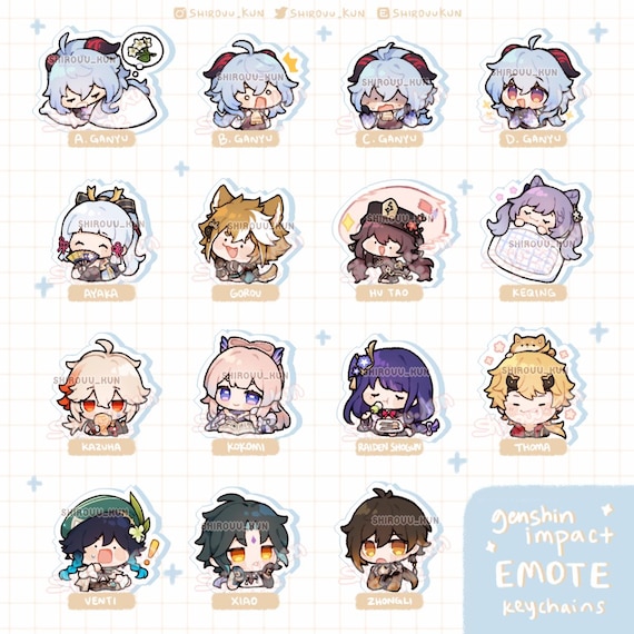 Genshin Impact Emotes Keychain Double-sided Acrylic Charm