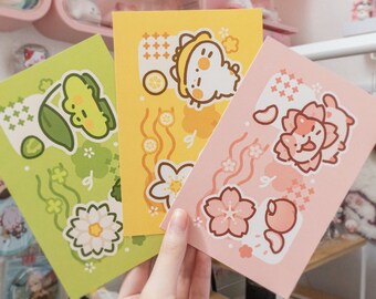 Set A - 4x6 Silly Paesh Cat, Lemom Cat, and Kero Froggie Print