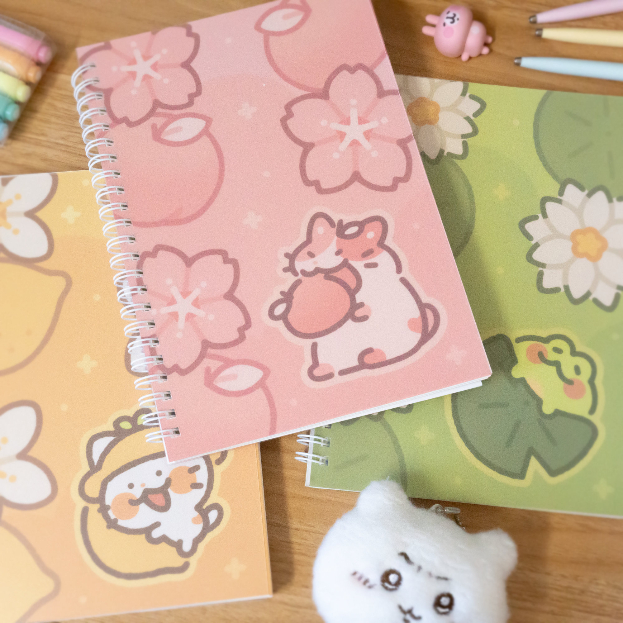 A5 Spiral Notebooks - Silly Paesh Cat, Lemom Cat, and Kero Froggie
