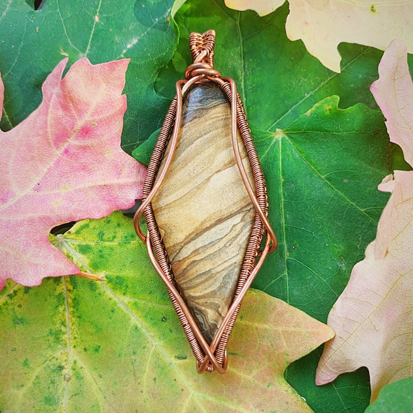 Saharan Jasper Wire Wrapped Pendant