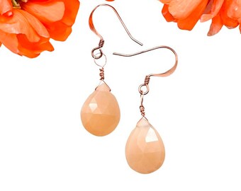 Peach Moonstone Earrings