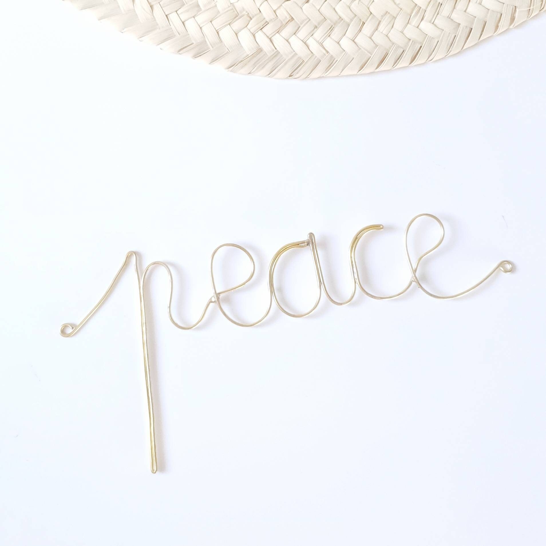 Mot en Fil de Laiton Peace, Décoration Murale, Mot, Mot Fil