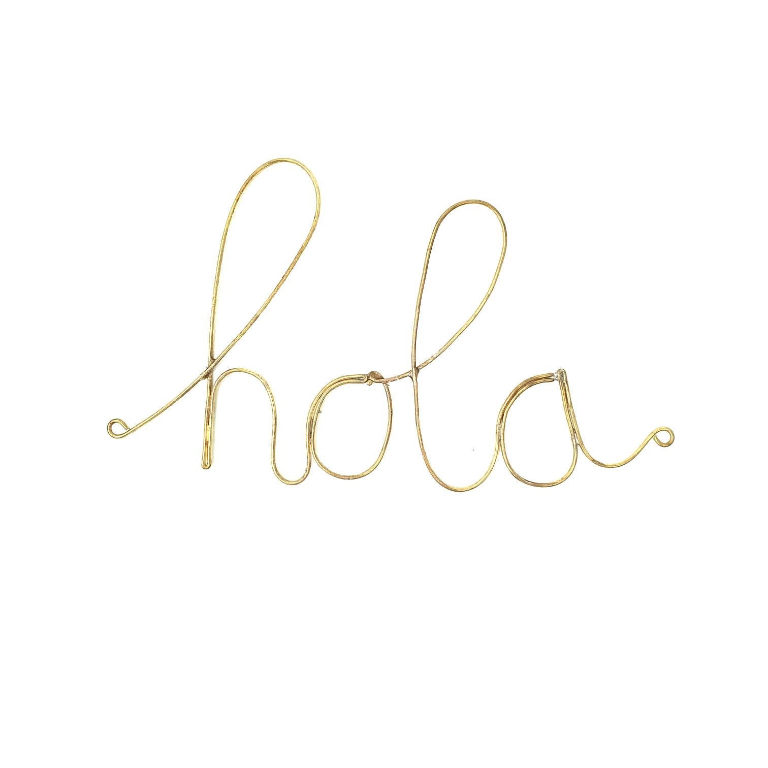 Mot en Fil de Laiton Hola, Décoration Murale, Mot, Mot Fil
