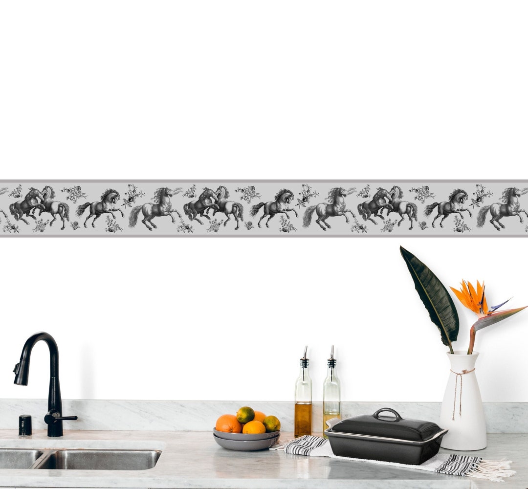 Horse Wallpaper Border, Farmhouse Wall Decor, Equine Decor, Wall Paper