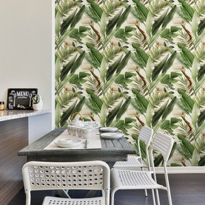 Palm Wallpaper, Tropical Wall Decor, Self Adhesive Wallpaper Peel & Stick, Green Wall paper
