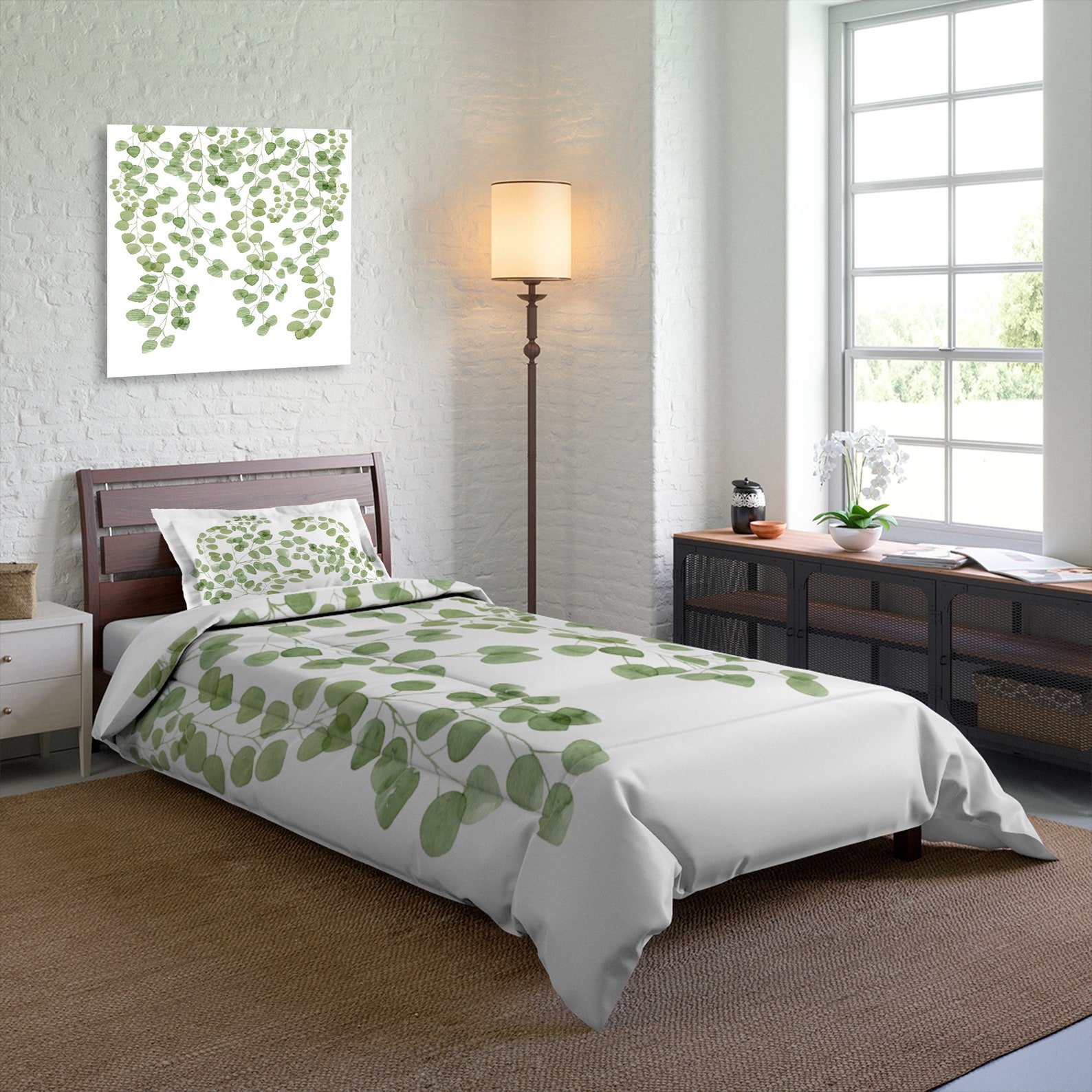 Eucalyptus Bedding Leaves Comforter Bedding Set Twin Queen Etsy