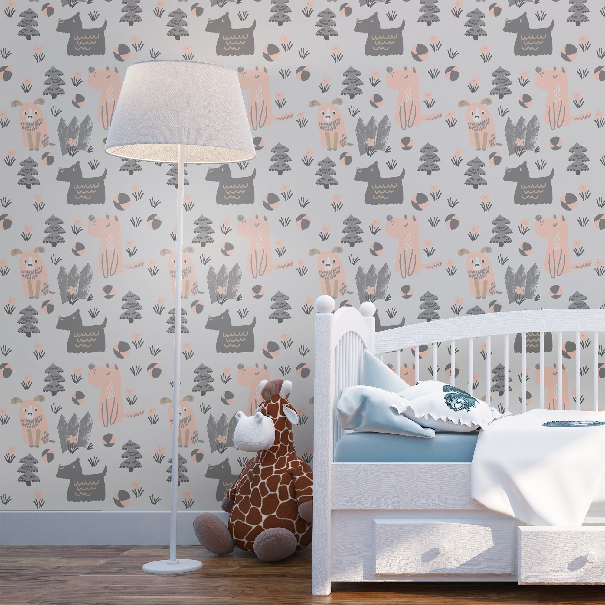 Removable Wallpaper with Funny Dogs Peel & Stick Wall Decal Etsy