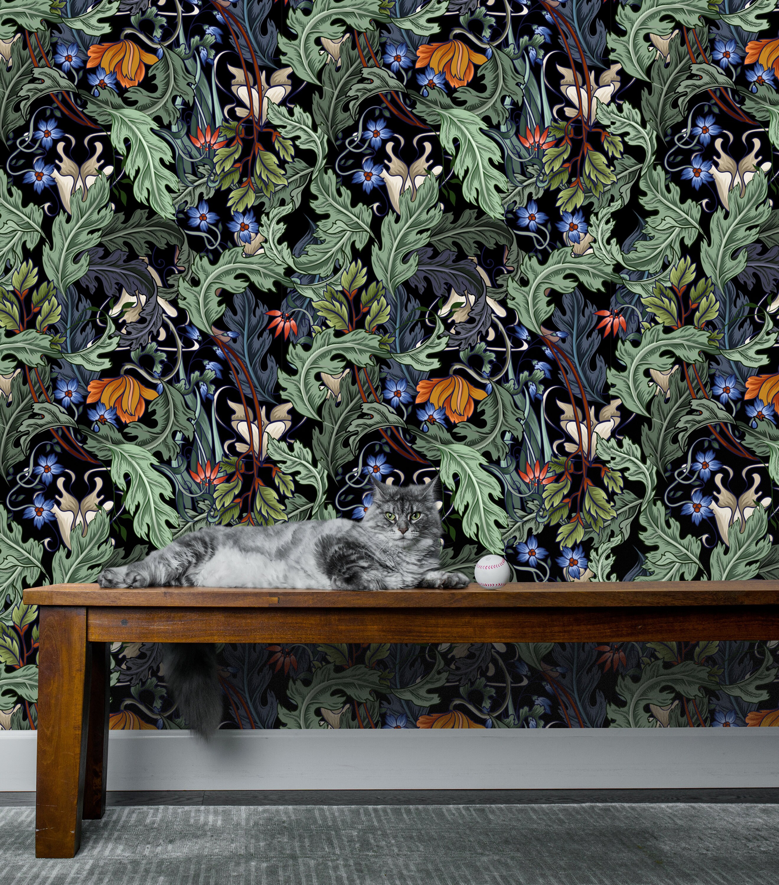 Art Nouveau Wallpaper Black Peel & Stick Selfadhesive Wall Etsy