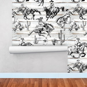 Cowboy Wall Paper, Western Wallpaper Peel Stick, Southwestern Decor