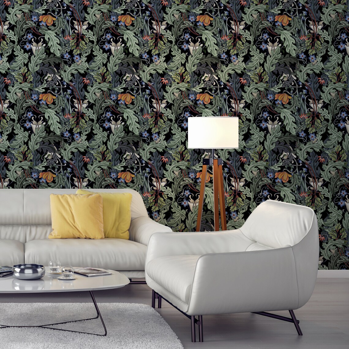 Art Nouveau Wallpaper Black Peel & Stick Selfadhesive Wall Etsy