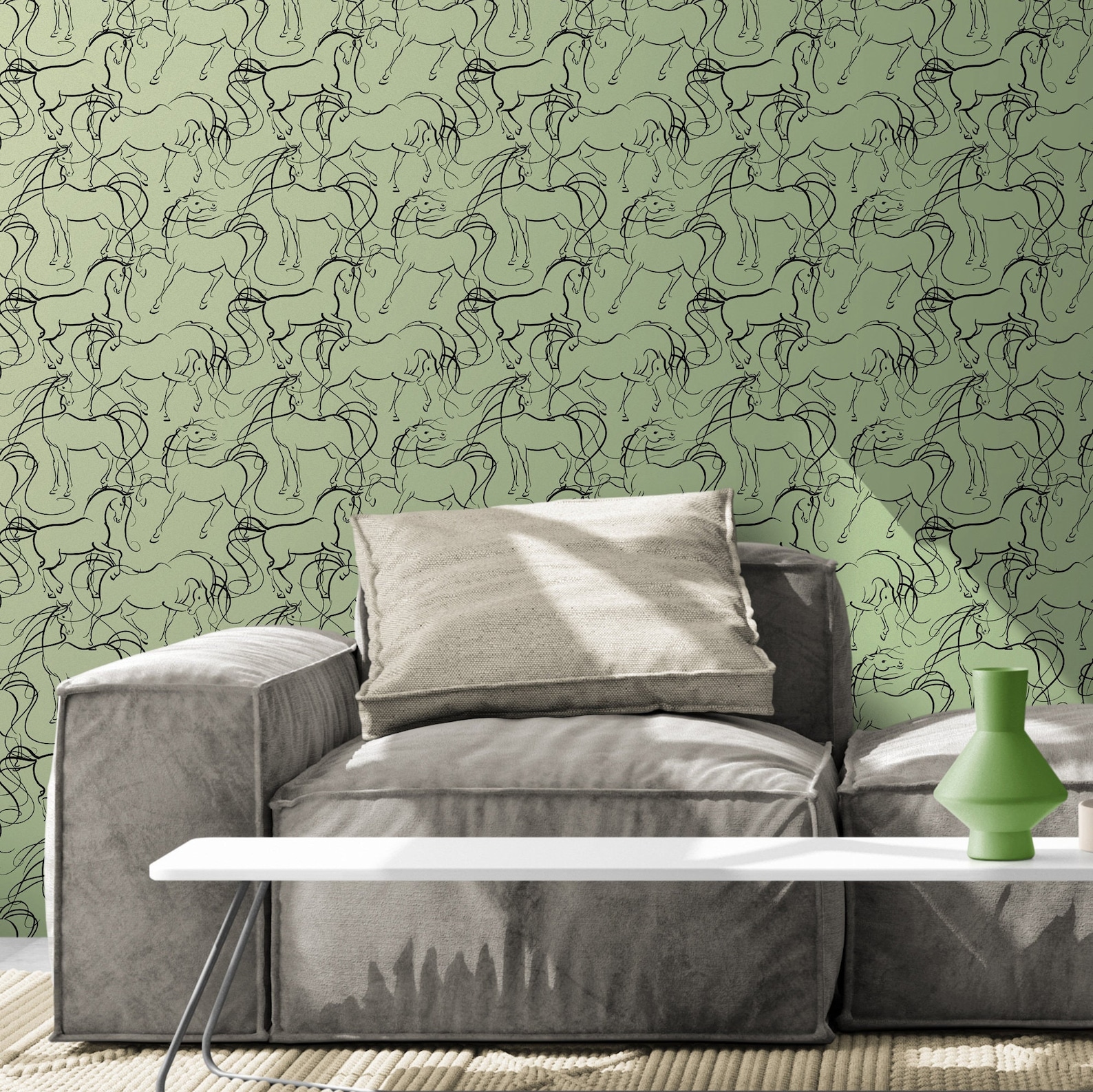 Sage Wallpaper Horse Wallpaper Peel and Stick Equine Wall - Etsy
