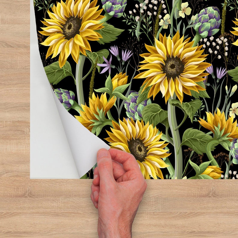 Sunflowers Wallpaper Peel & Stick Decal Self-adhesive - Etsy