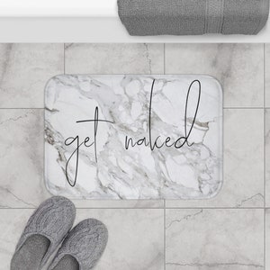 Obtener alfombra de baño desnuda, mate de ducha de mármol gris con letreros de baño, decoración minimalista del baño imagen 5