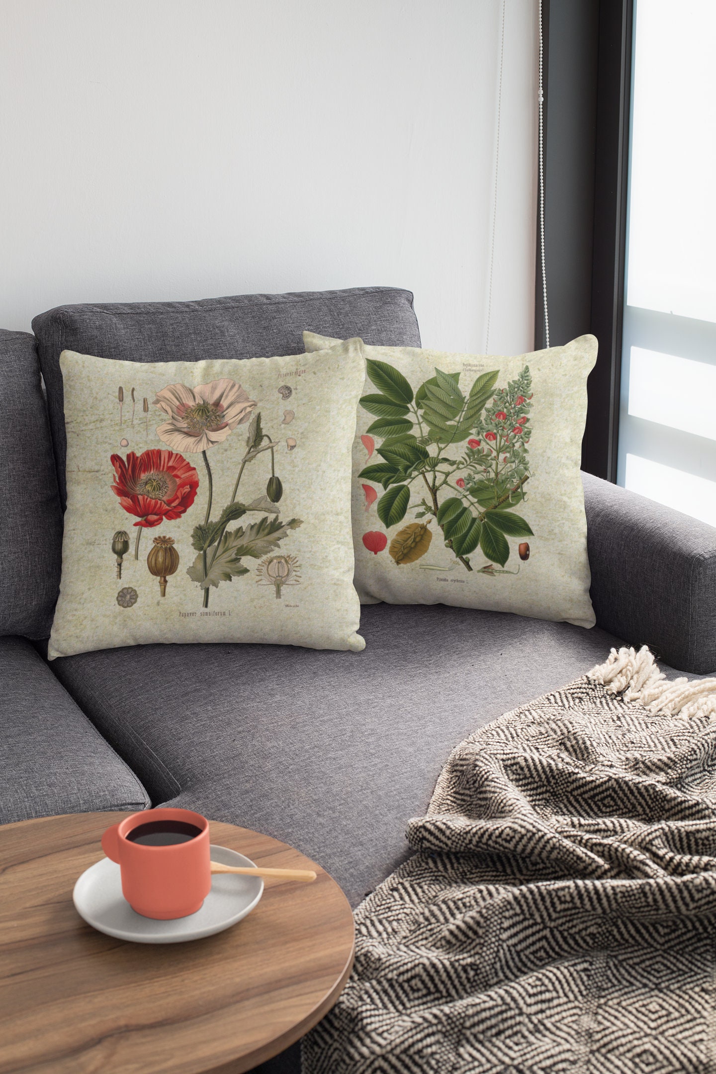 Floral Pillowcases Botanical Pillow Cover Throw Pillow With Etsy