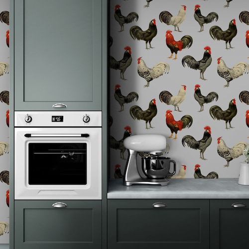 Chicken Wallpaper Peel and Stick Rooster Wallpaper Farmhouse Etsy