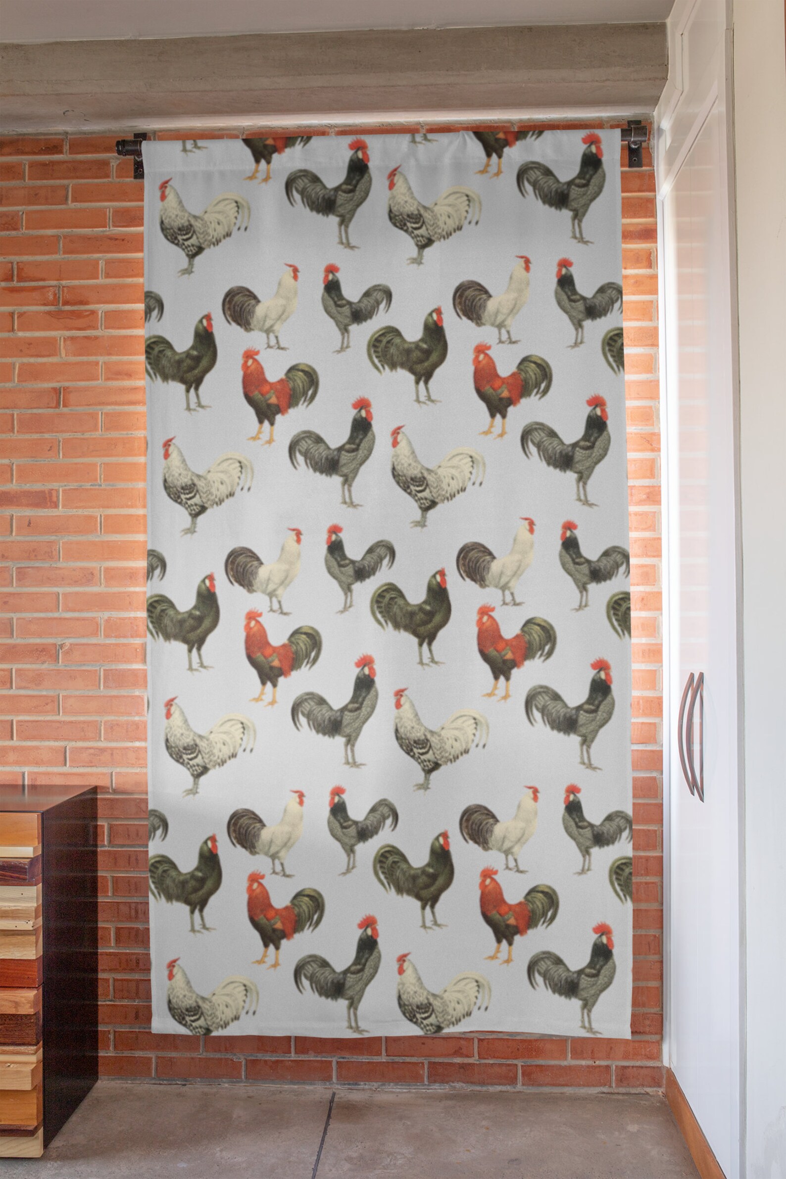 Rooster Curtains Chicken Curtains Sheer Curtains Kitchen Etsy