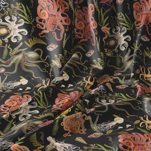 Sealife Fabric with Octopus Fabric, Nautical Cotton by the Yard, Ocean Fabric for Quilting, Apparel & Decor